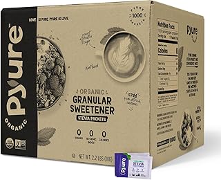 Pyure Organic Stevia Packets | Zero Calorie Sweetener for Coffee, and Baking | Granulated Stevia Sugar Substitute | Plant-Based, Keto, Diabetic & Paleo Friendly | USDA Organic, Non-GMO | 1000 Packets
