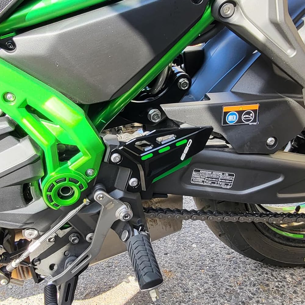 Modeer Motorrad Fussrastenschutz für Z650 / Z650RS 2017-2022 2023 2024 2025 a Paar Fußraste Pedal Protektor Fußraste Fersenplatten Schutz z650 z 650 rs Zubehör (schwarz/grün)