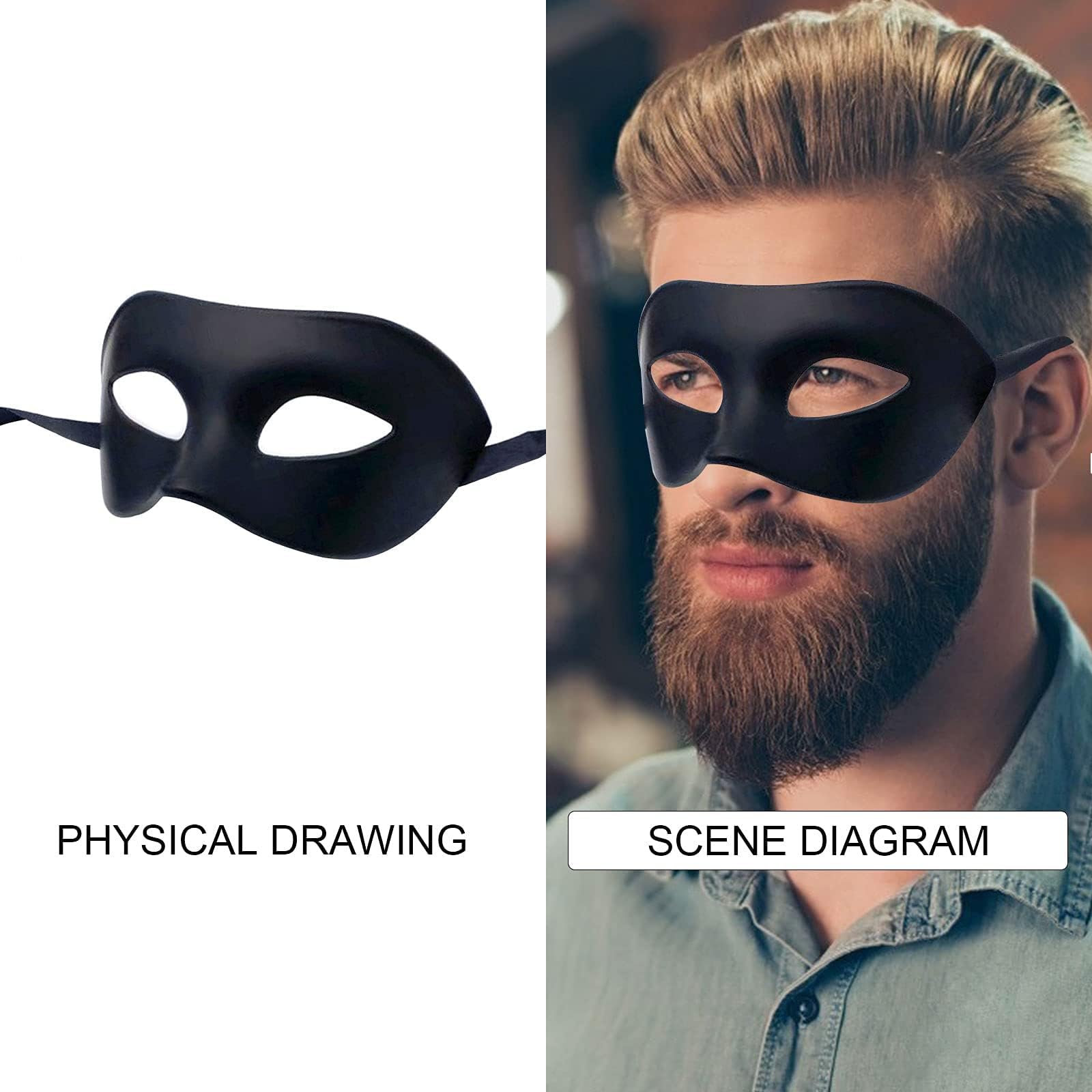 LECMACY Men Women Masquerade Mask, High Elastic Bendable Plastic Half Face Eye Mask, Solid Color, Suitable for All Prom (Black 4 Pack) - Image 3