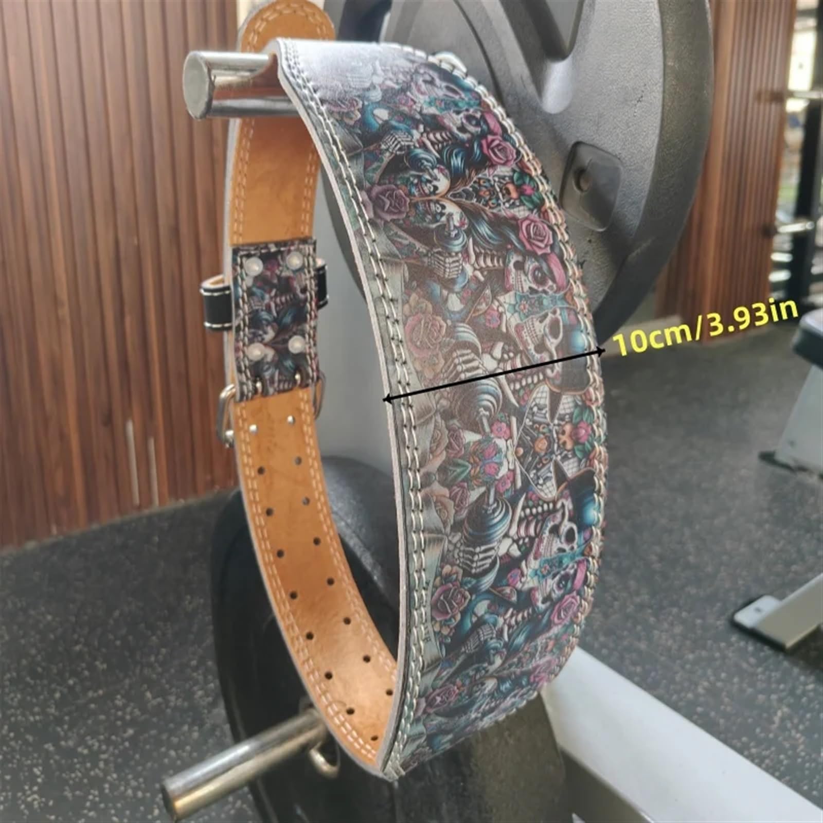 Cintura da Sollevamento Pesi for Coppie a Tema Teschio Cintura Fitness in Pelle PU con Cuscinetto in Vita for Allenamento di Forza in Palestra e Powerlifting