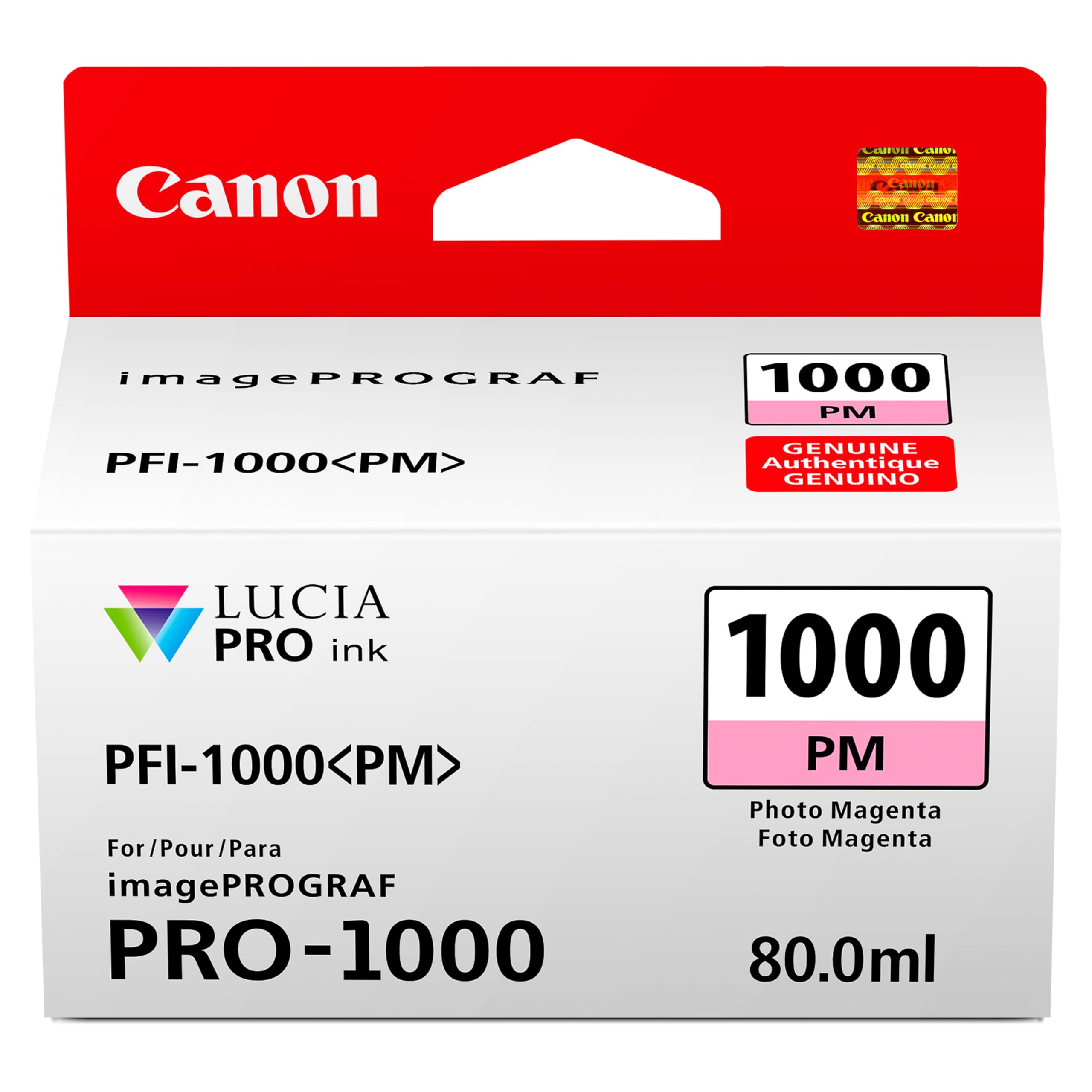 Canon PFI-1000 Genuine Photo Magenta Ink Tank, Compatible with ImagePROGRAF PRO-1000 Printers