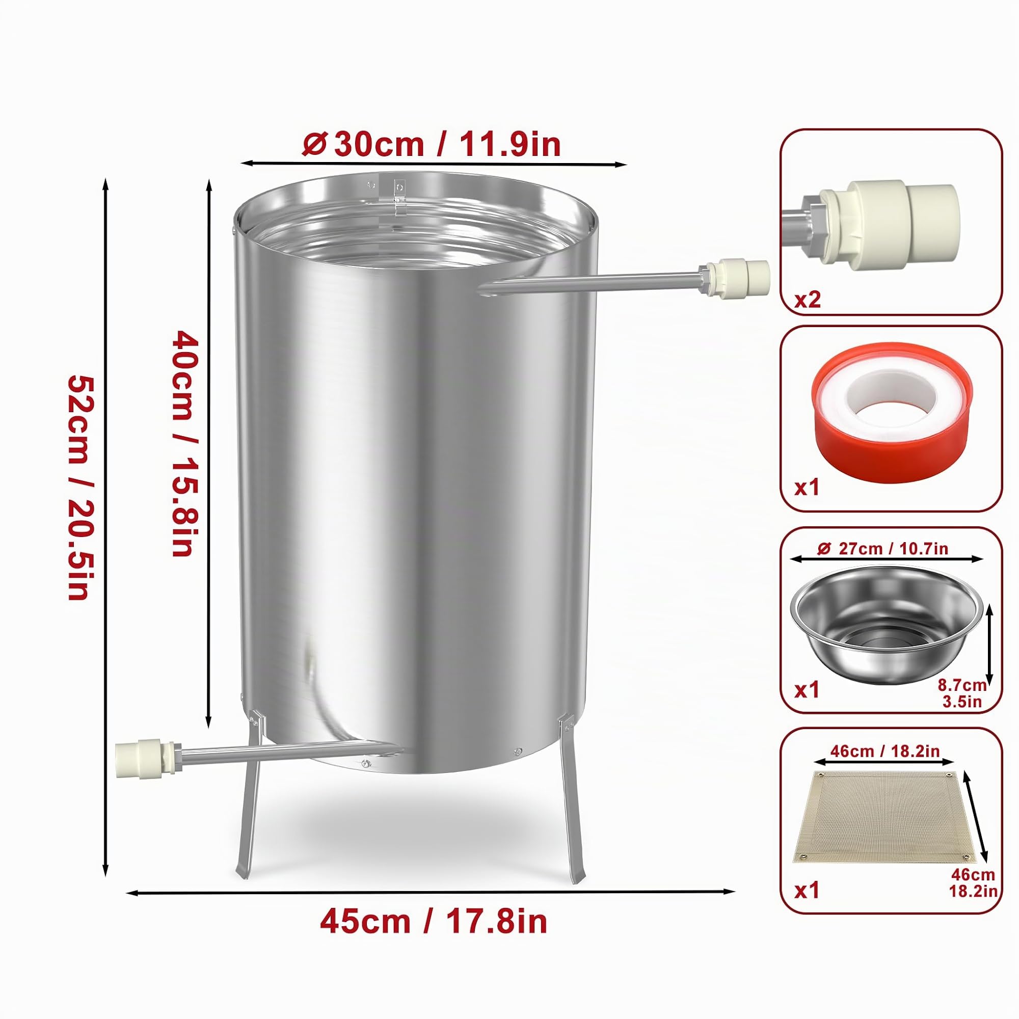 UISEBRT Calefacción para piscina con fuego Calentador de piscina Barrica de fuego de madera con espiral de calentamiento Ø 32/38 mm Conexión, calefactores de piscina Fabricados en 100% acero