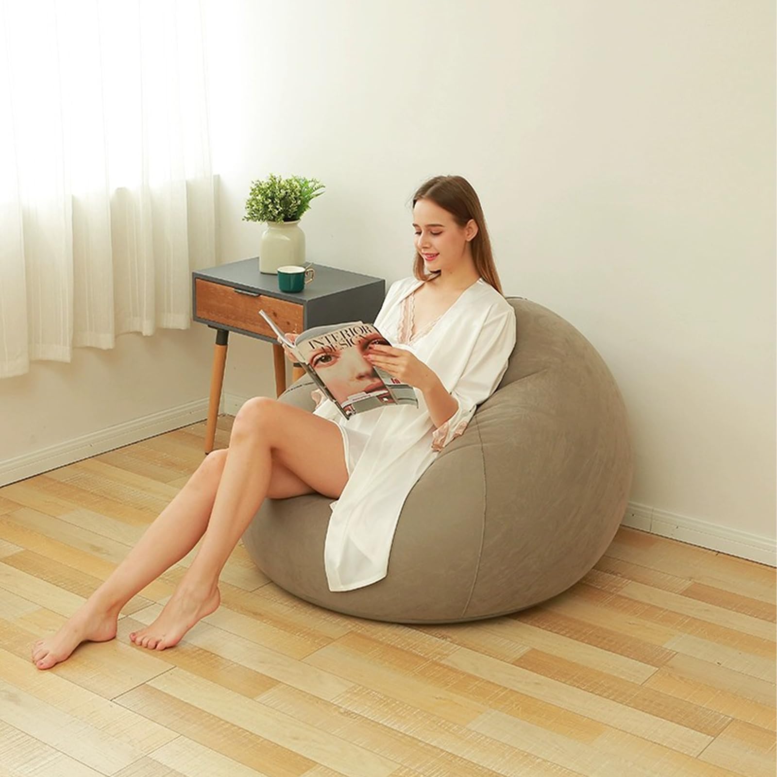 qiyue Inflatable Bean Bag Chairs - Bag Inflatable Lounge Chair Blow up Chairs Camping Chairs Inflatable Lazy Sofa Folding Portable Inflatable Chair for Living Room Bedroom Reading Room