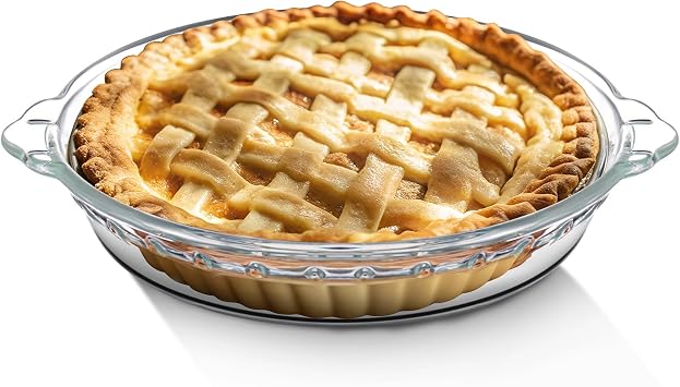 Uiifan 1 Pcs Mini Glass Pie Pan 6 Inches, Clear Baking Dish with Handles