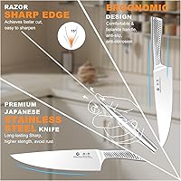 Vista 7 de imarku Juego de cuchillos de cocina, juego de 14 cuchillos de alta calidad, aptos para lavavajillas, juego de cuchillos japoneses afilados con Marrón