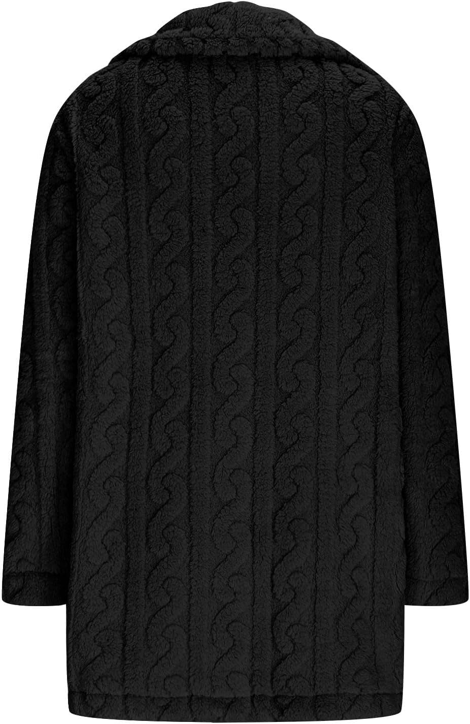 2025 Winter Women's Faux Fur Warm Outwear Jackets Double Breasted Lapel Neck Coat Fuzzy Fleece Long Cardigan Tops