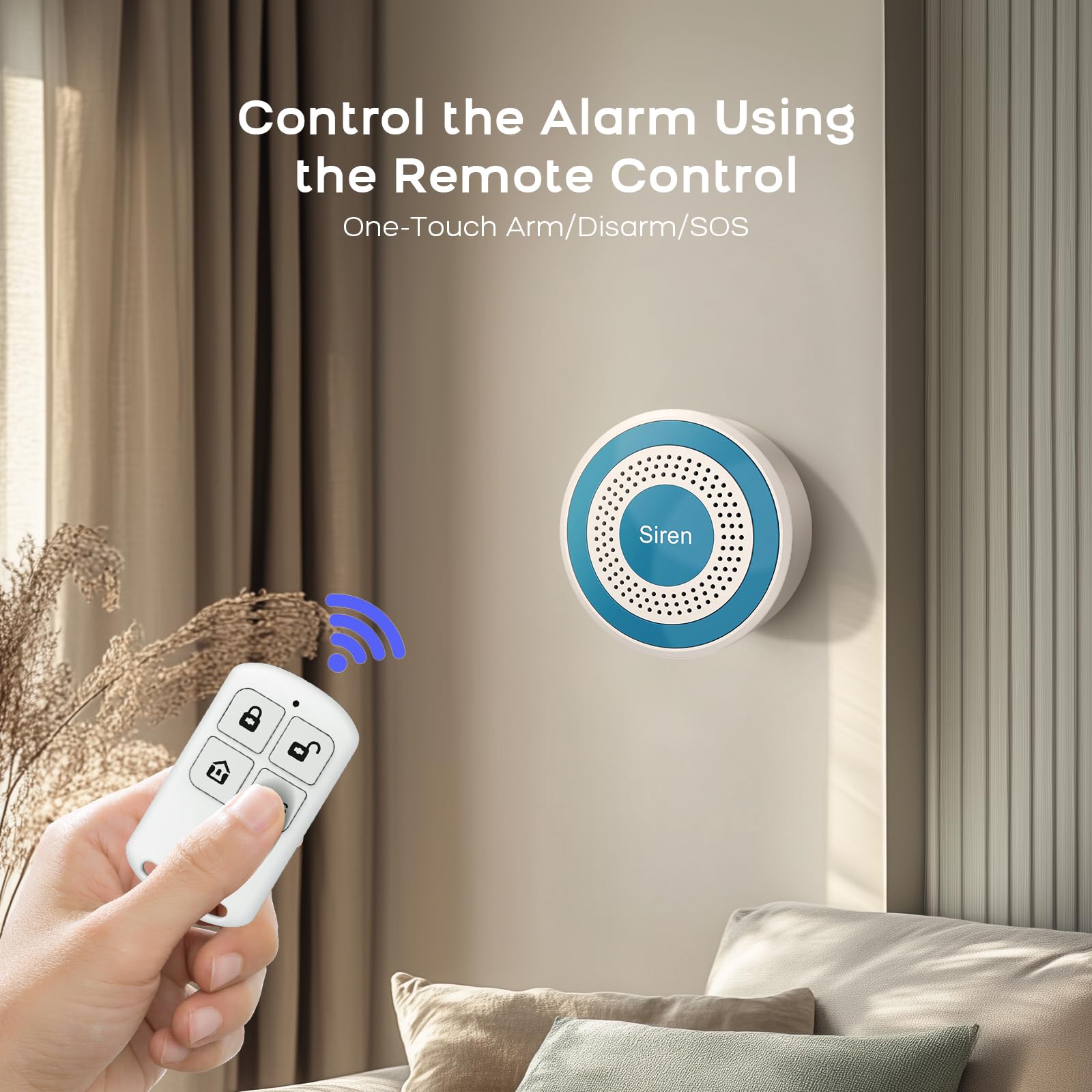 Sistema de alarma inalámbrico para el hogar de 13 piezas, 8 sensores de puerta/ventana, 2 detectores de movimiento, 2 controles remotos, soporta alertas de aplicaciones móviles, sin tarifas