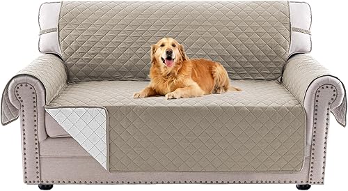 Miniatura 16 de PrinceDeco Funda de sofá reversible lavable para sofá de 2 plazas, protector de muebles con correas elásticas para mascotas, niños, perros y gatos