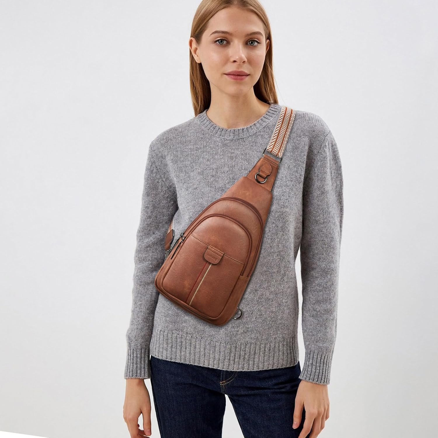 Womens Sling Bag Crossbody Bags for Women Vegan Leather Sling Backpack Daypack Fanny Pack Crossbody Purse Travel - Image 2