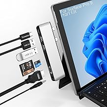 Surface Pro 9/10/11/X Docking Station, Surface Pro 11 USB Hub with 4K HDMI, USB-C Thunderbolt 4 (Display+Data+100W PD), 2 USB 3.0, 3.5mm Audio, SD/TF Card Slot for Surface Pro 9/Pro 10/Pro 11/Pro X