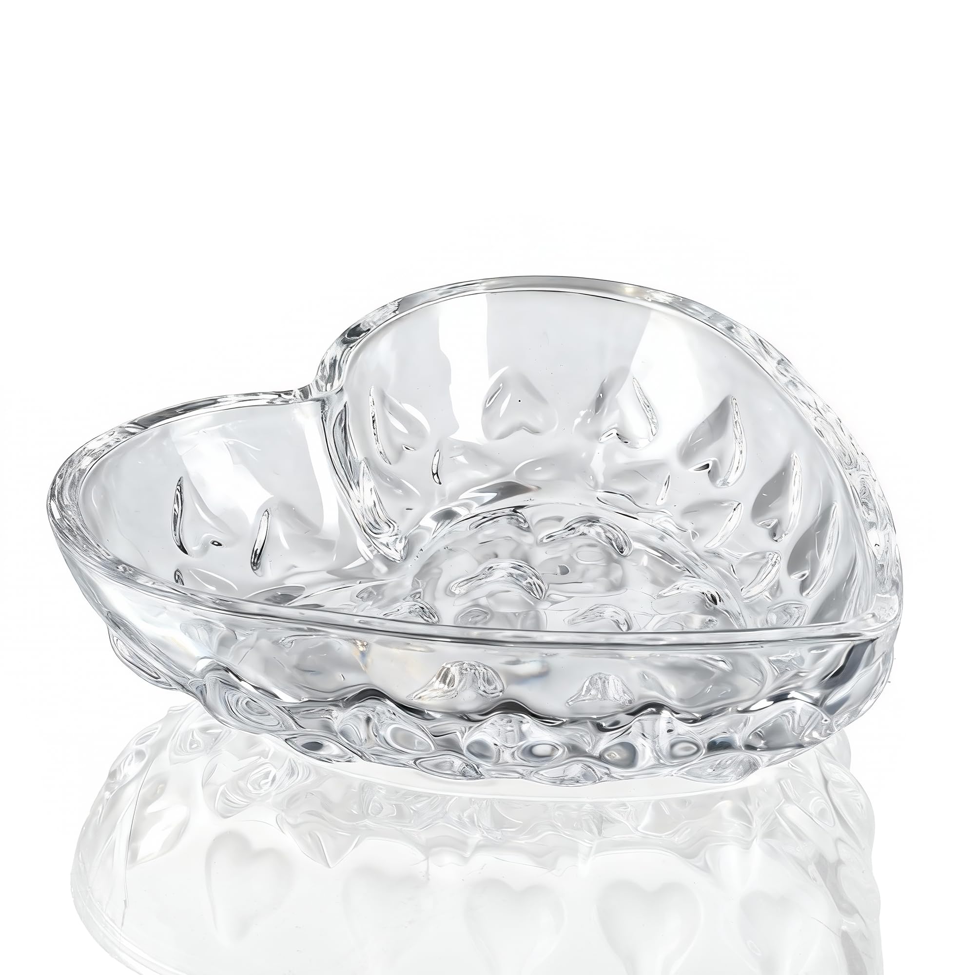 H&D Hyaline&Dora 5.1'' Crystal Heart-Shaped Jewelry Tray for Women, Clear Trinket Dish for Jewelry, Ring Dish