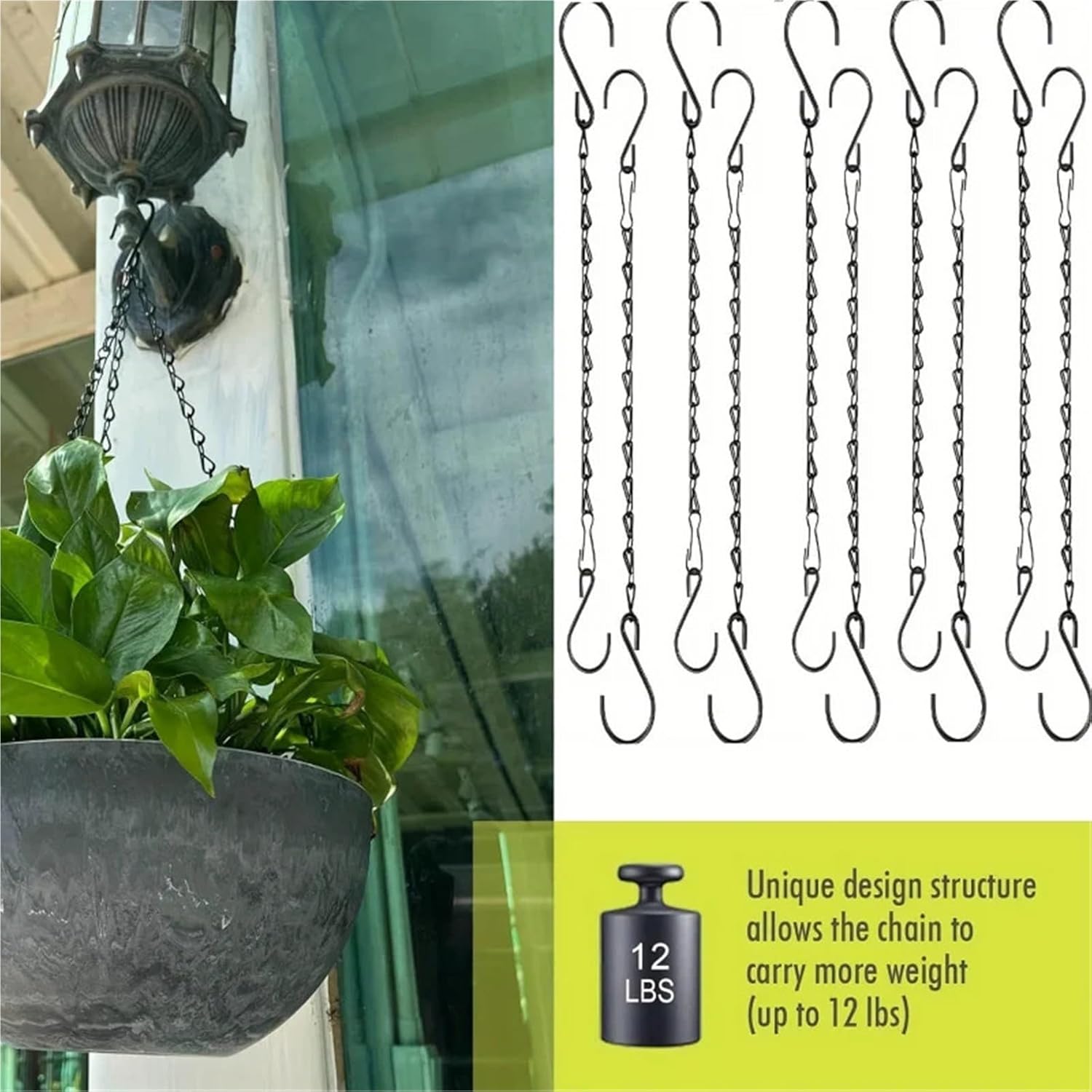 10 Pack Metal Plant Hanging Chains with S-Hooks Multipurpose Chain Hangers for Bird Feeders Lanterns Flower Basket Decorations for Planters