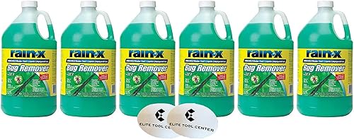 Paquete de 6 líquidos para limpiaparabrisas Rain X Green con repelente de lluvia y removedor de insectos 32 x F para todo tipo de clima 1 galón cada