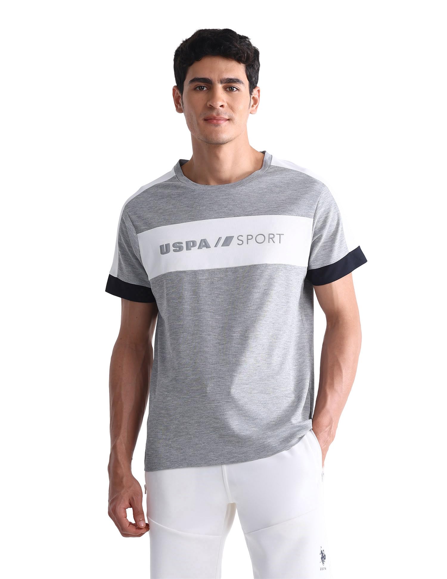 Sports Men's Brand Embossed Slim Fit T-Shirt-image-1