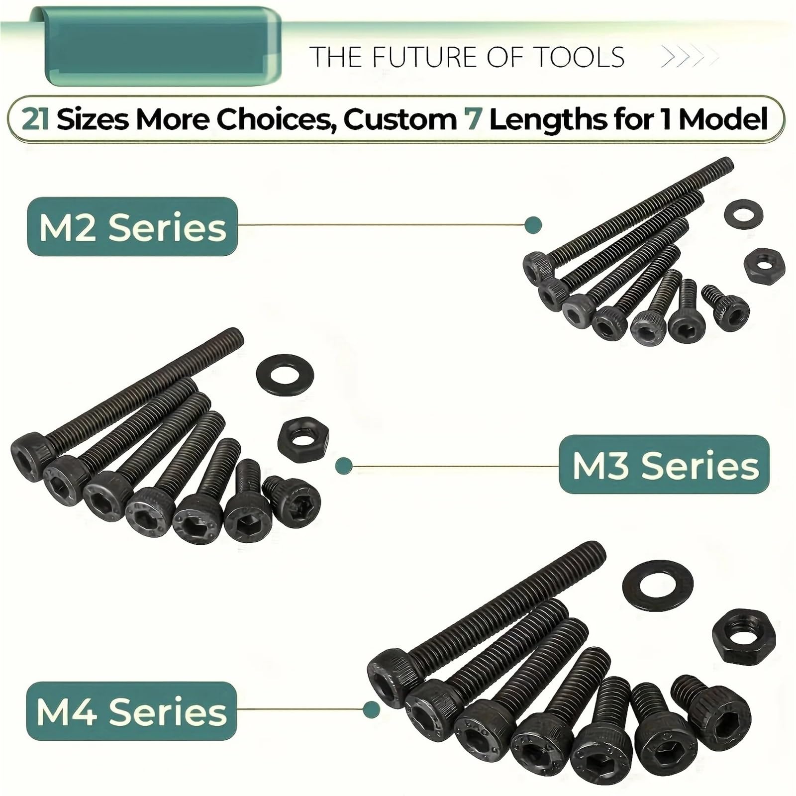 Juego De Tornillos Y Tuercas Surtido de pernos métricos de 1260 piezas M2 M3 M4, tornillos de máquina con cabeza hueca hexagonal chapados en zinc