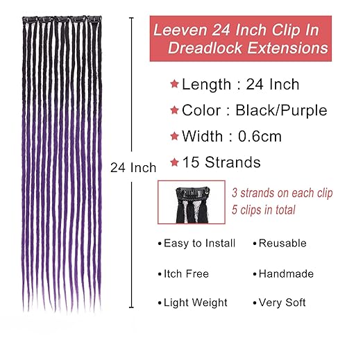 Miniatura 179 de Leeven Extensiones de rastas grises de 40 hebras, de 18 pulgadas, hechas a mano, suaves, de 0.2 in de ancho, extensiones de cabello sintético