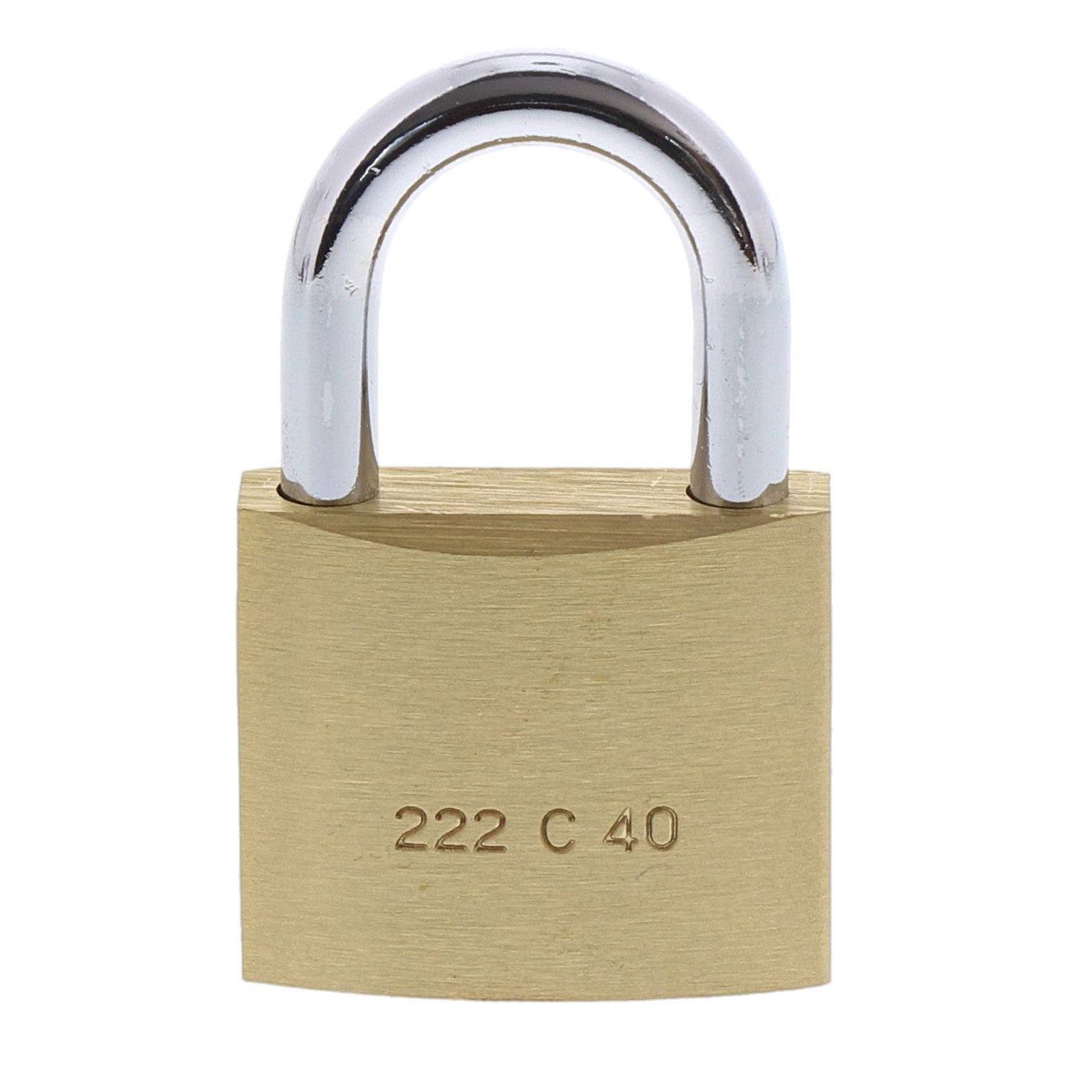 BURG-WÄCHTER, Cadenas à Cylindre, Lot de 4 Cadenas, Quadro 222 40 SB, Laiton Massif