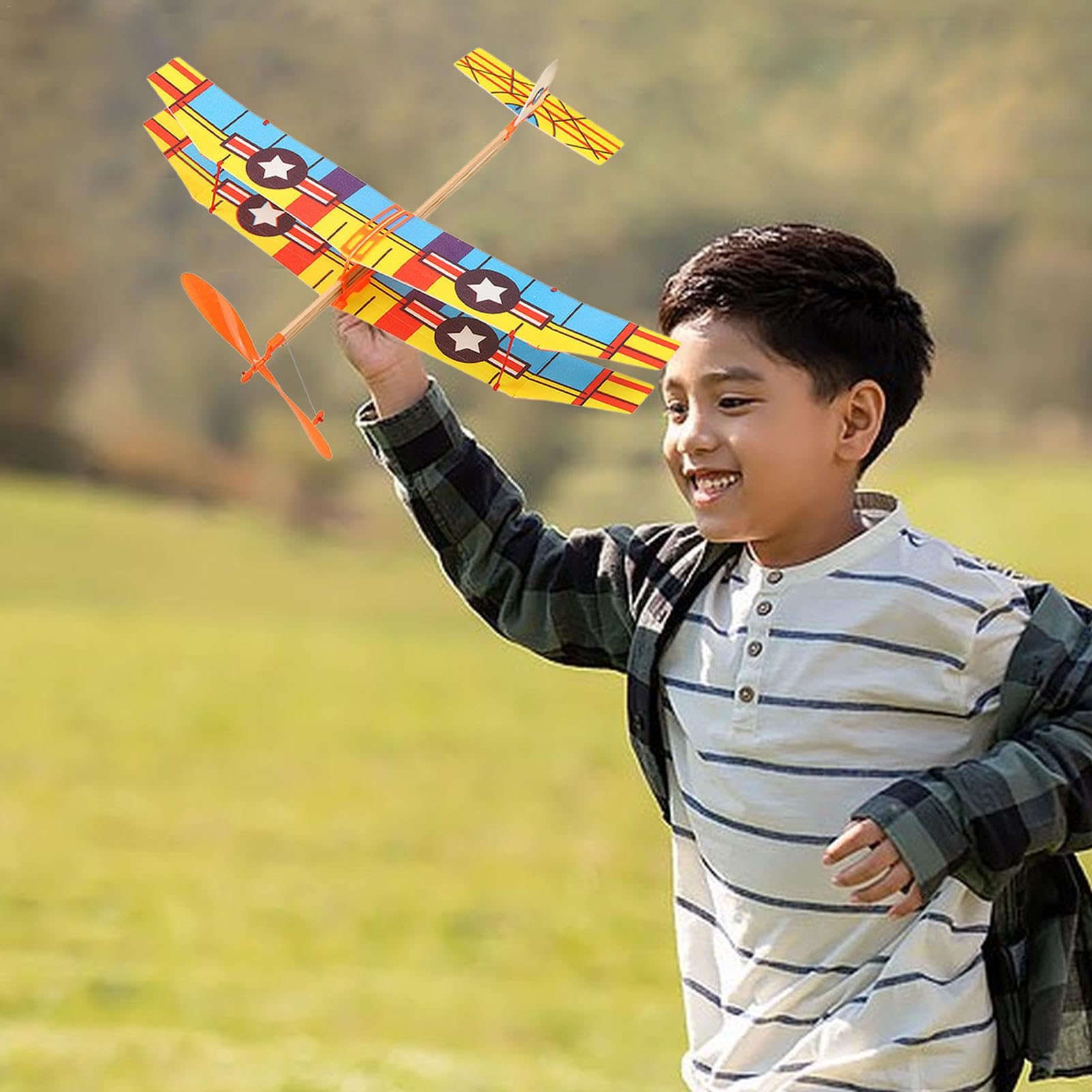 Amazon.co.jp: 子供用飛行機モデル、輪ゴム飛行機キット - ダブル