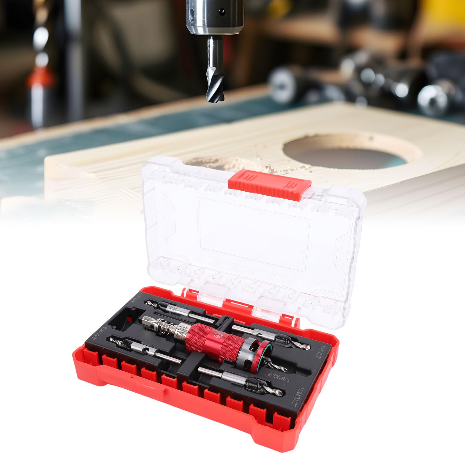 Set 5 Pcs Punte Svasatrici Legno, Svasatore per Legno con Limitatore di Profondità, Acciaio HSS M2 82 Gradi, Attacco Esagonale per Trapano