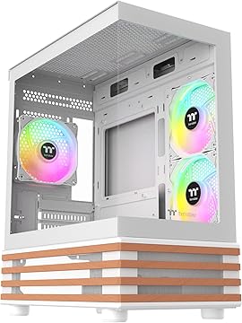 Thermaltake View 170 WS ARGB; Micro Chassis; Bottom Wood Trim; 3x120mm ARGB Lite Fans Included; 340mm GPU Clearance; 160mm Air Cooler Max Height; mATX/mITX; Snow; CA-1Z4-00M6WN-WS