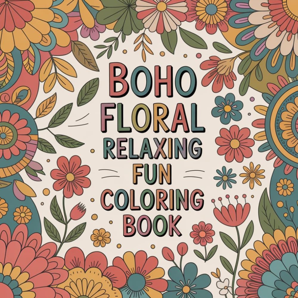 Boho Floral Relaxing Fun Coloring book: wildflower garden coloring book adults relaxation, botanical bouquet color book women stress, nature plants ... spring garden coloring book teens stress