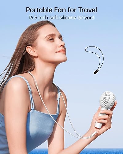 Miniatura 6 de SWEETFULL Mini ventilador portátil  Ventilador de mano recargable, 3 velocidades, regalos personales de mano para artículos esenciales de viaje,