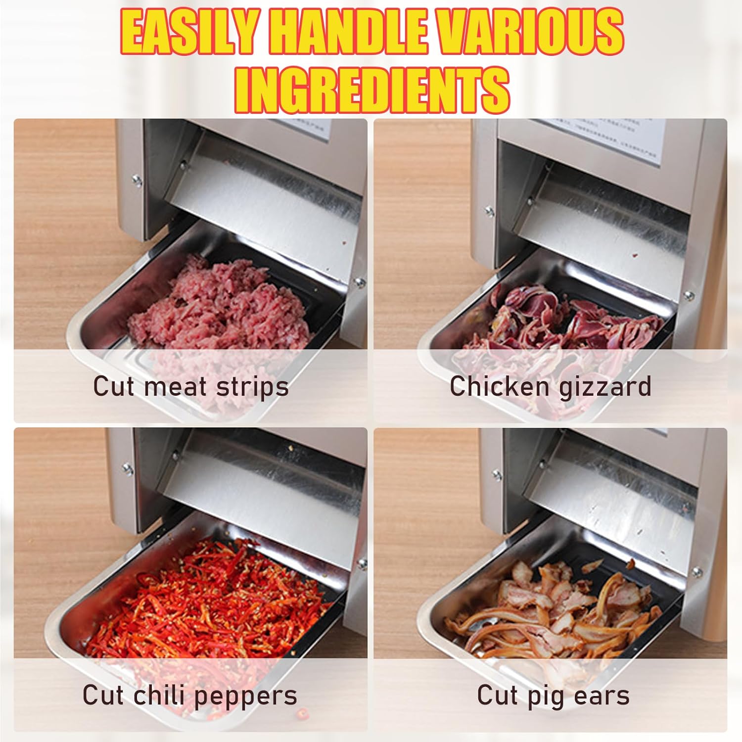 Stainless Steel Electric Meat Cutter, Multi-Function Meat Slicer & Shredder for Vegetable, Easy to Operate & Easy to Clean, Suitable for Home Kitchen, Restaurant Use 7mm stainless steel knife