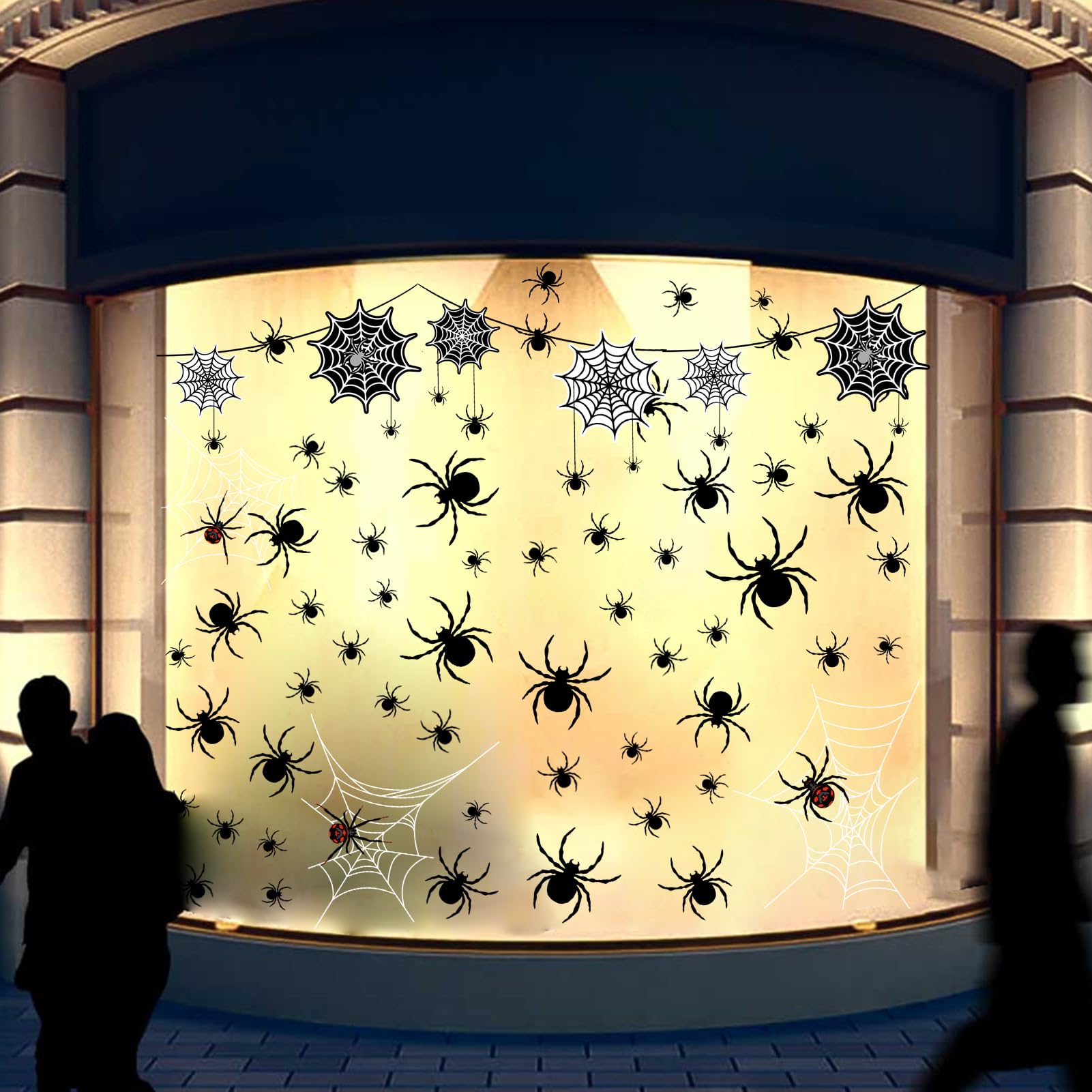 Halloween Spider Web Window Cling Halloween S Decor Decorations: Extra  Large Hocus-Pocus Witchs Black Cat Bat Silhouette Window Decals, Halloween  Window Stickers Indoor, School Home Office Party 3 Sheets Martha Stewart  Halloween, image size:1601x1601