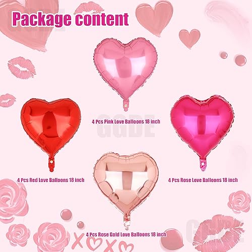 Miniatura 2 de 16 globos de Mylar en forma de corazón de 18 pulgadas, globos de San Valentín, cumpleaños, compromiso, proponer matrimonio, boda, aniversario, día