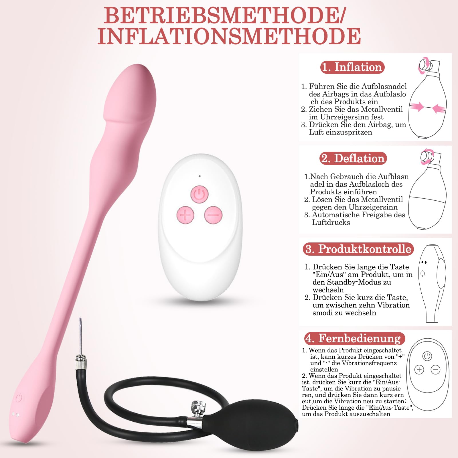 BDSMYEE Plug Anal Gonflable Buttplug Femme, Vibromasseur Plug Anal Gonflable avec 10 Modes de Vibration Stimulation du Point G Jouets Sexuels de Masturbation pour Femmes