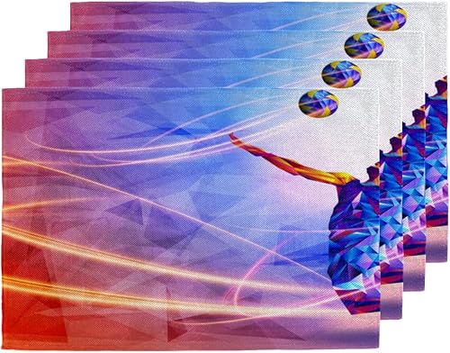 Fun Volleyball Texture Placemats Set of 4 Table Mats Washable Placemat Waterproof Place Mats for Party Home Dining Table Decor 18x12 in