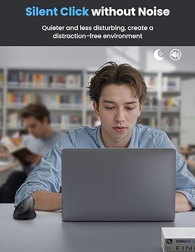 Miniatura 7 de TECKNET Ratón ergonómico, mouse vertical inalámbrico Bluetooth, batería recargable, clics silenciosos, 4800 DPI ajustable, conexión BT5.03.0 y 2.4G,