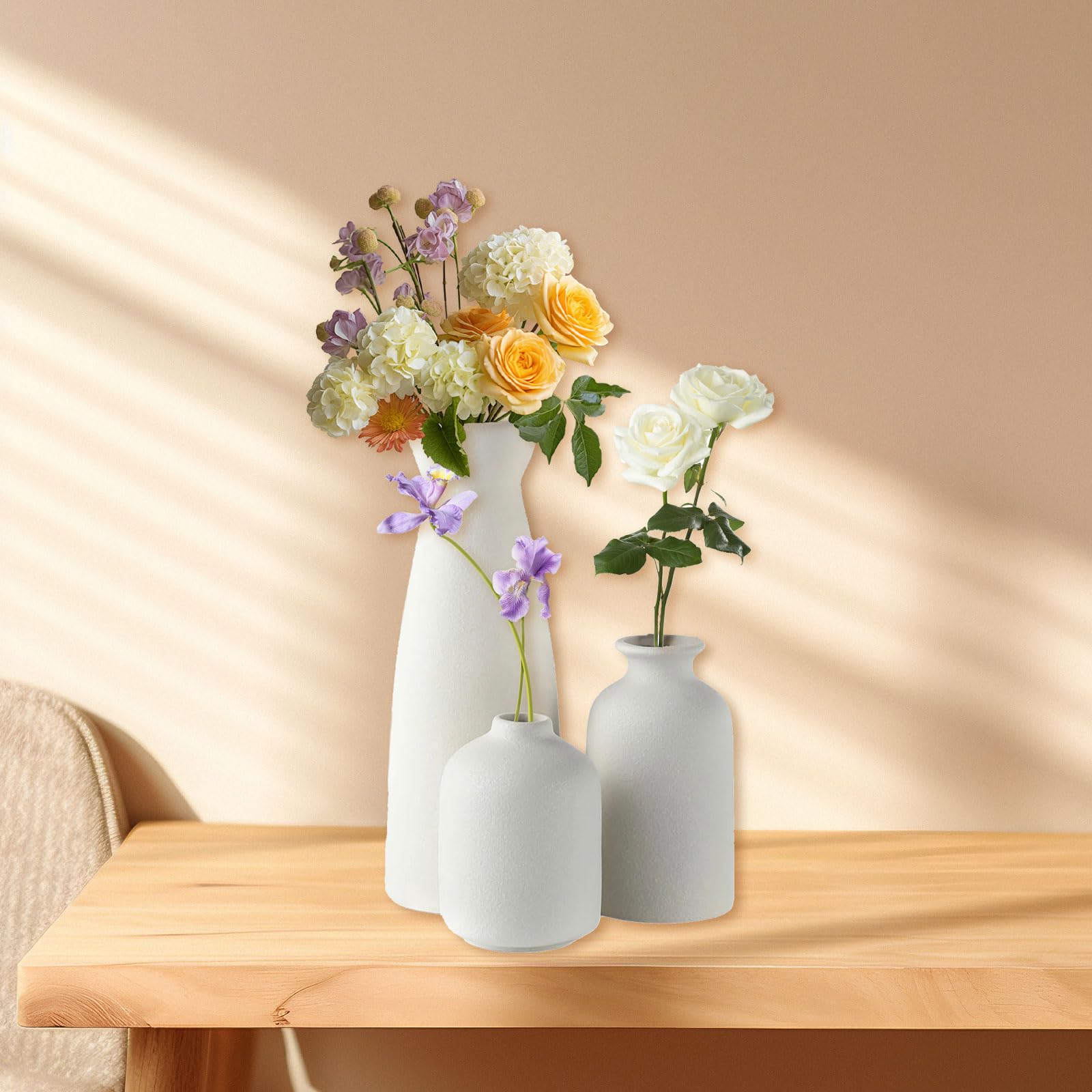 Keramik-Vasen-Set, Heimdekoration, Wohnzimmer, Blumenarrangement, 3 Stück