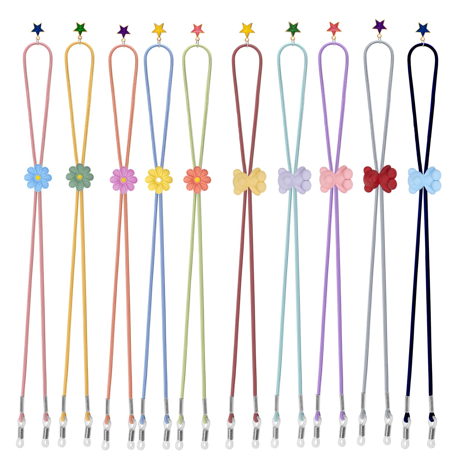 HALF CRESCEN Kids Glasses Strap (10PCS) Eyeglasses Strap for Girls, Glasses Lanyard Kids, Multicolor-2, 11 inch