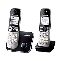Panasonic KX-TG6852JTB Telefono Cordless Digitale, Unità Base e 2 Ricevitori
