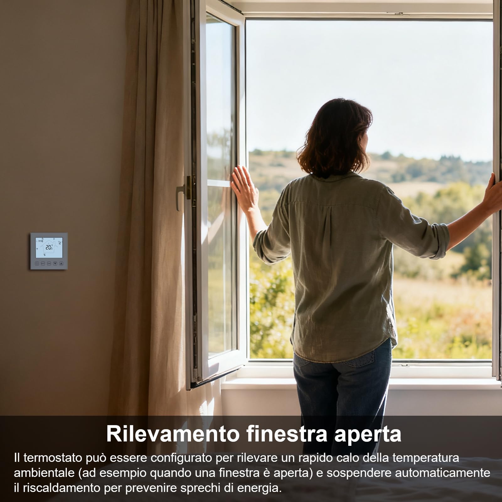 KETOTEK Intelligente Termostato WiFi Riscaldamento a Pavimento Elettrico 16A, Cronotermostato Compatibile con Alexa, Programmabile Termostato Ambiente da Parete Smart Life Tuya App Controllo