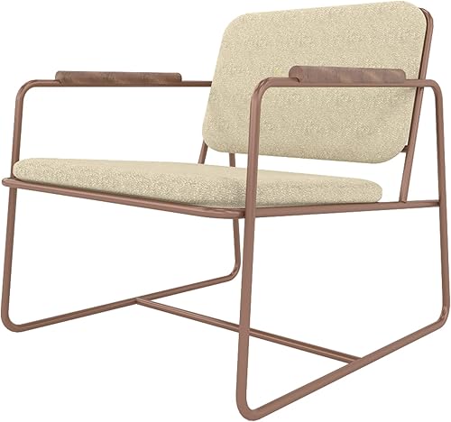 Miniatura 5 de Manhattan Comfort Whythe - Silla de piel sintética 2.0 con diseño de brazo de madera maciza, lino natural