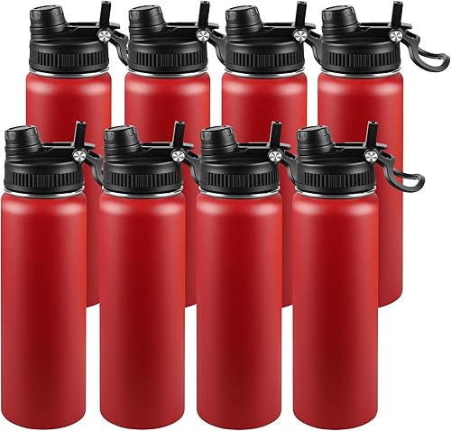 Miniatura 100 de Botella de agua aislada de 22 onzas, tapa 2 en 1 a prueba de fugas (sorbo/pajilla) + asa, botella de acero inoxidable para deportes, viajes, trabajo