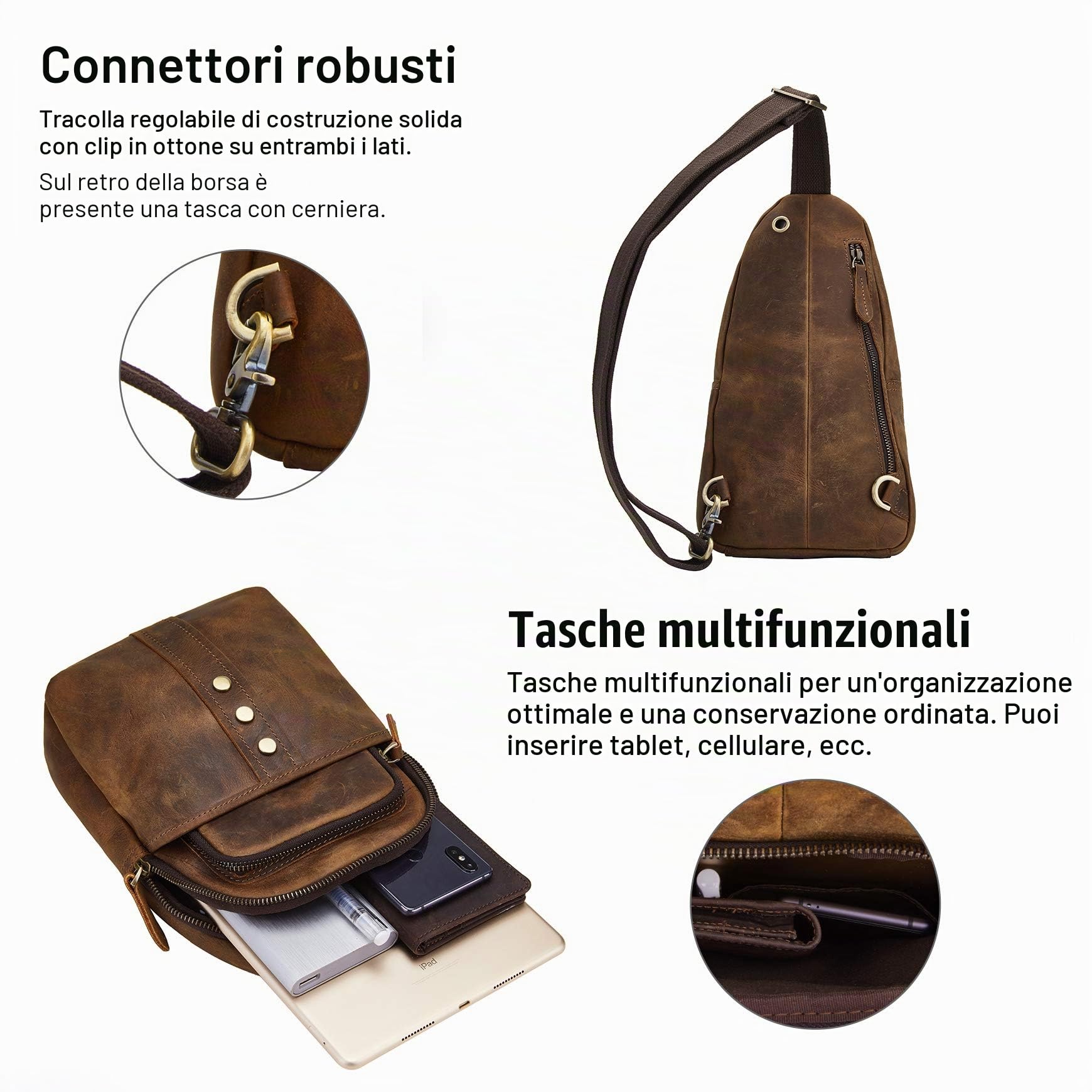 Marsupio vintage in pelle pieno fiore Marsupio a tracolla resistente all'acqua