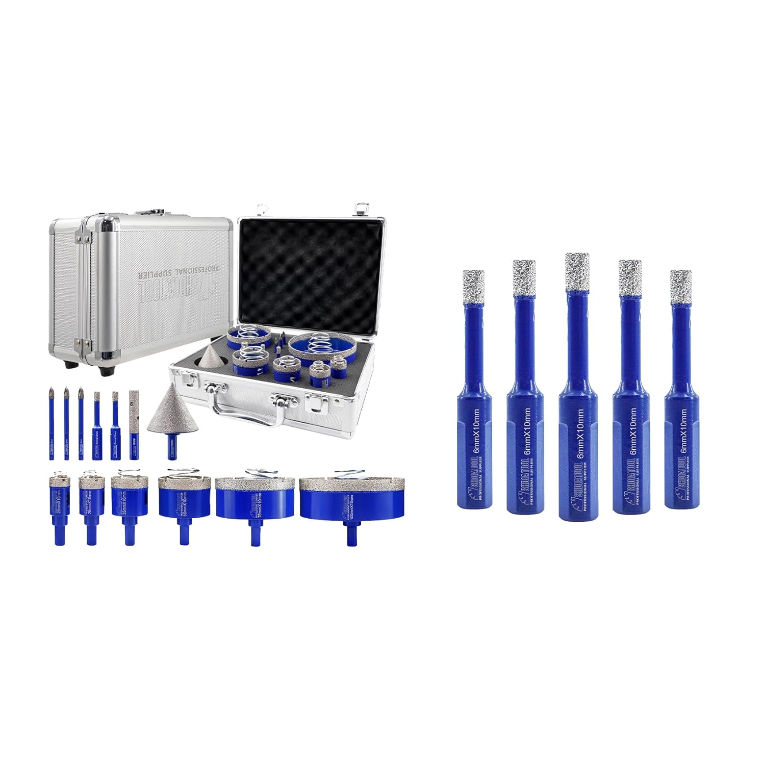 SHDIATOOL Diamond Drill Core Bits Kits, Hole Saw Sets with Triangle Shank for Drilling Porcelain Tile Marble Ceramic Granite on Drill Machine 13pcs