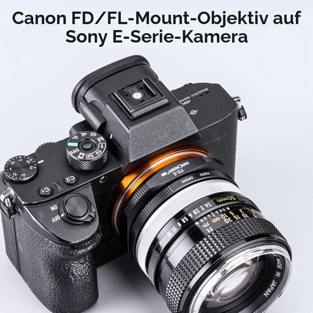 K&F CONCEPT M13105 FD-NEX Hochpräziser Objektivadapter Canon FD Adapterring für Canon FD Objektiv auf Sony Alpha NEX E-Mount Kamera