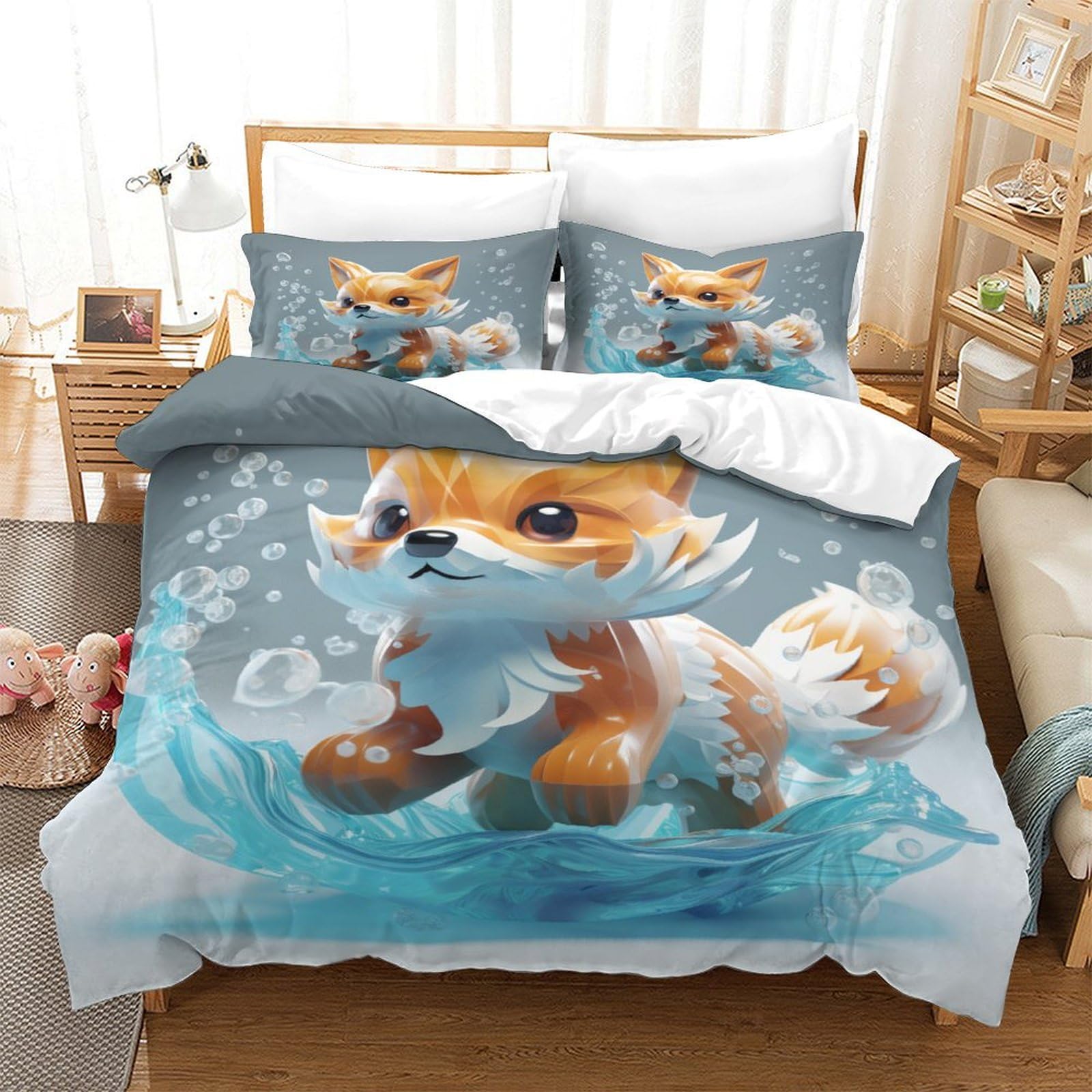 Housse de couette renard mignon 3D pour créer un nid douillet dans une chambre d'enfant single
