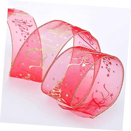 Miniatura 2 de EXCEART 6 rollos de cinta de grogrén de Navidad para recortar Navidad, cinta impresa para manualidades de Navidad, ramo de lazo para regalo, cinta