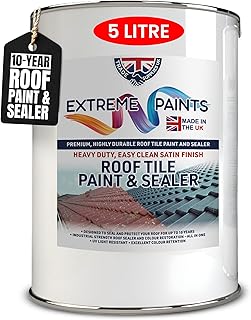TRADE SUPPLIES UK - Extreme Roof Tile Paint & Sealer - Durable Acrylic Formula, Restores, Protects, Seals Roof Tiles, UV Resistant - BLACK, 5L