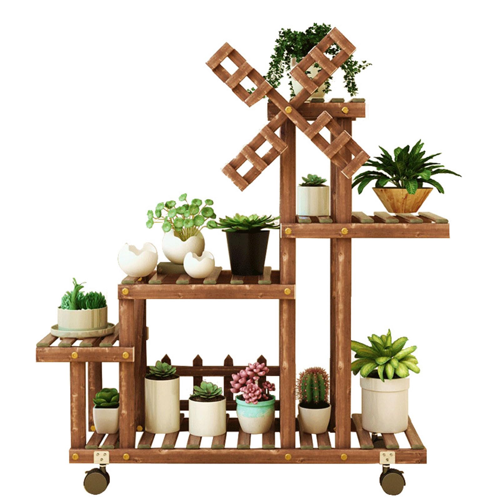 Generisch Platzsparende Holz Pflanzen Organizer für den Balkon, Garten, praktisches Sukkulenten Präsentationsregal für Hobbygärtner, Aufbewahrungsregal