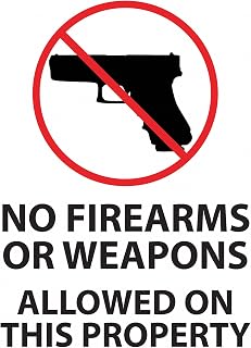 Zing Green Products 2764 Recycled Polystyrene "No Firearms or Weapons" Security Window Decal, Self-Adhesive, 7" Length, 5" Width, Pack of 2