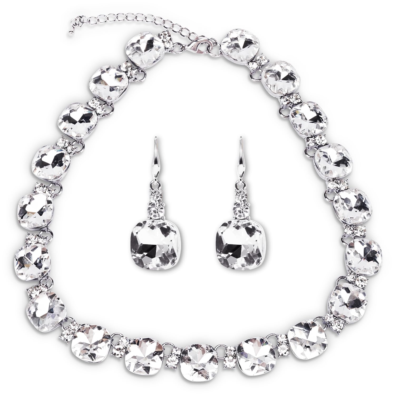 Jiulory Crystal Statement Necklace Glass Crystal Collar Choker Necklace for Women Bridal Necklace Costume Jewelry Necklaces for Women