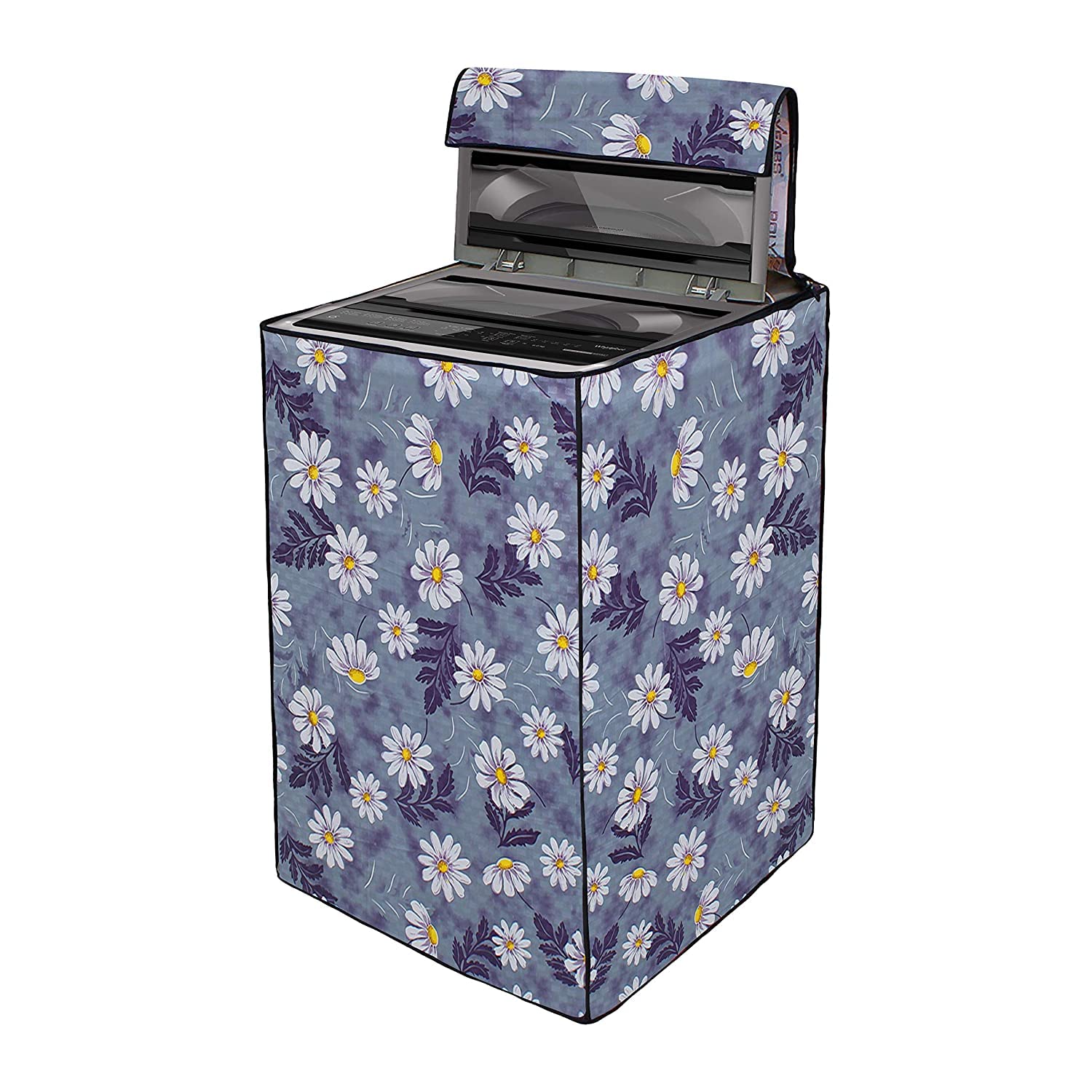 Wings Star Polyester Lg Top Load Washing Machine Cover For 6Kg,6.2Kg,6.5Kg,7Kg (58 X 58 X 88 Cm)|Waterproof&Dust-Proof Top Loading Fully Automatic Washing Machine Cover For Lg,Kum10 Floral Pattern