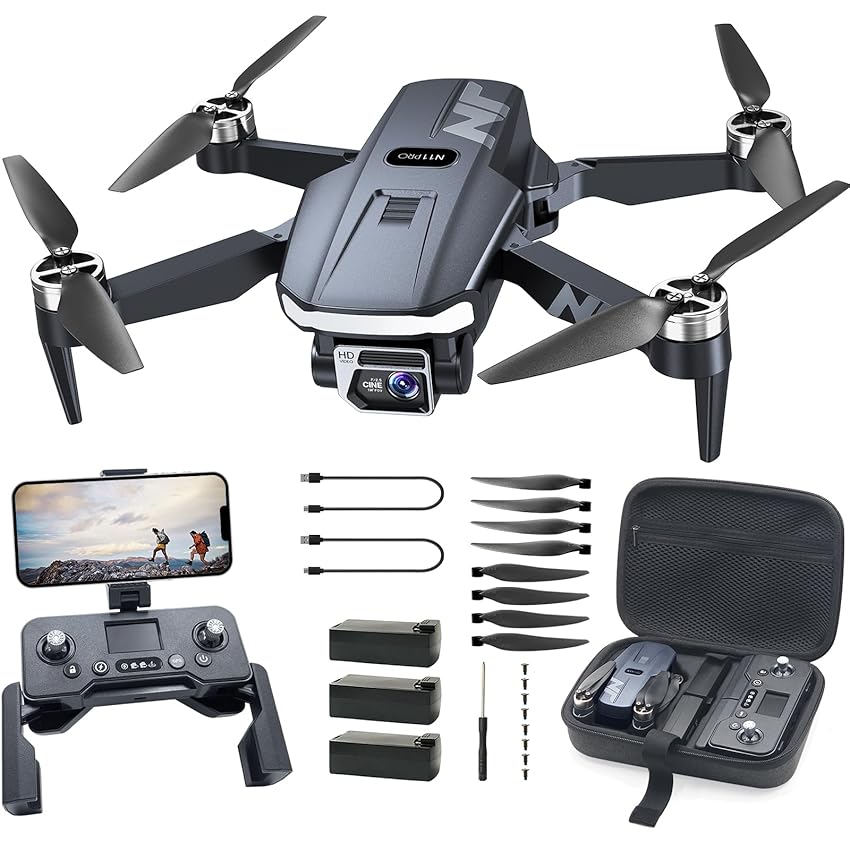 NAFYRE N11 PRO Drone GPS con fotocamera per adulti 4K UHD, 90 minuti di volo lungo, lunga distanza di controllo, ritorno auto, conseguenza automatica, motore brushless, 5G FPV RC Quadcopter per