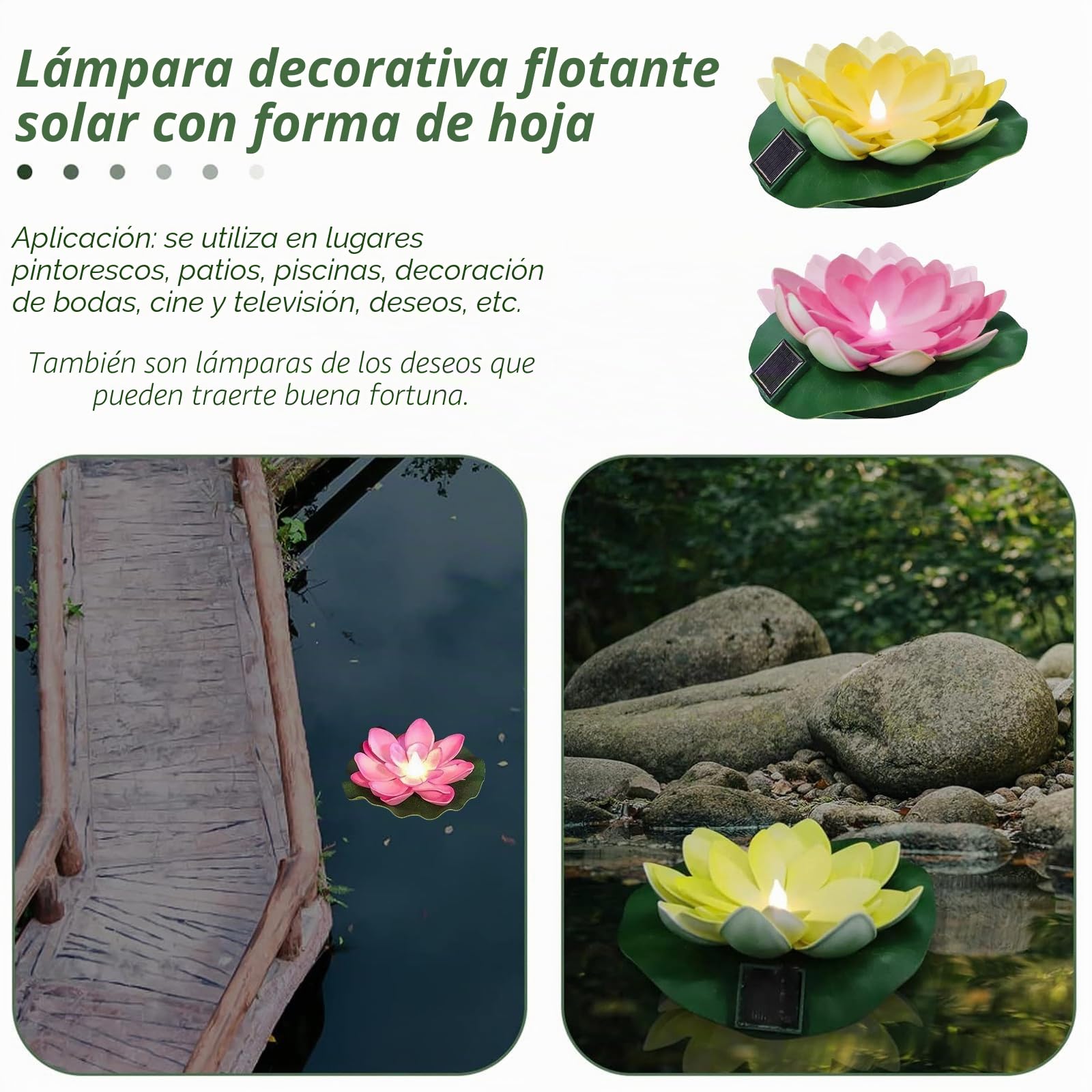 NUOBESTY 2-Pack Solar Lotus Lantern Lights – Floating LED Decorative Water Fountain Lights – Energy-Saving Solar Powered Flower Lights – Assorted Colors – 8-Hour Runtime